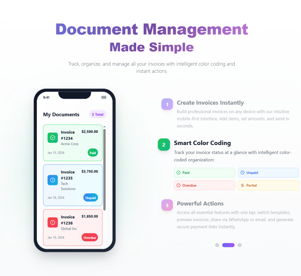 app.invoiceror.com invoice documents control color system