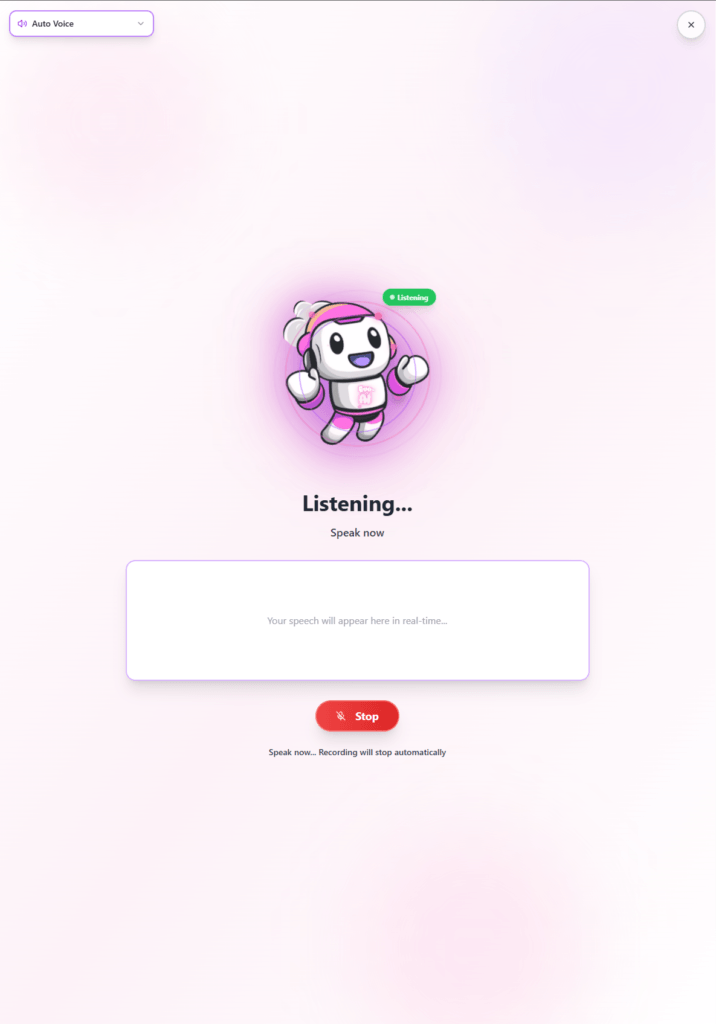 How to start Ai voice conversation for AI task in invoiceror