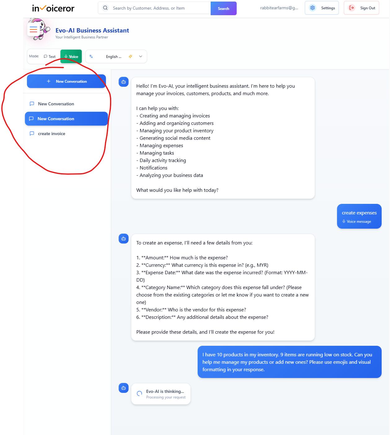 How to check history task by EVO-AI in invoiceror