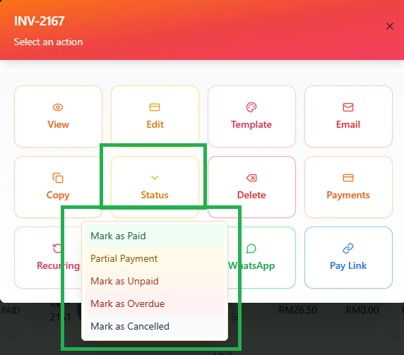 How the Invoice Color Status System Works in Invoiceror (Step-by-Step Guide) 5 How to manage invoice in invoiceror with status coloring system
