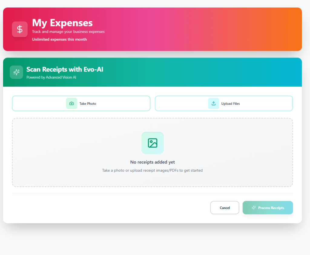 how to add and monitor expenses in invoiceror -scan receipt using phone