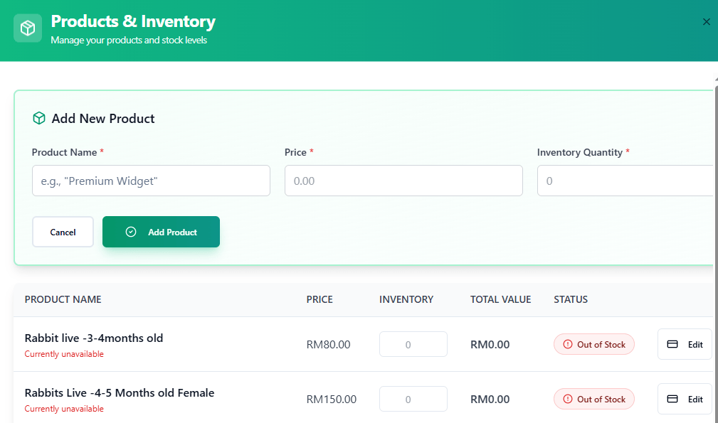 how to add products and inventory in invoiceror -add new