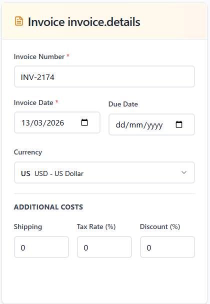 how to create invoice -Auto invoice details info