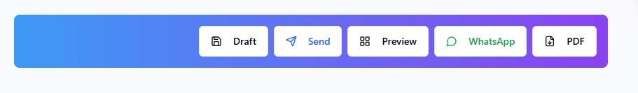 how to create invoice - send the invoice via, PDF download-whatsApp-email-preview- save