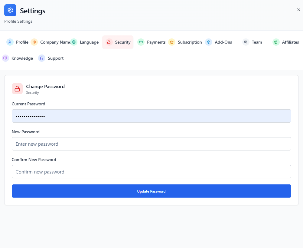 how to set invoiceror security settings