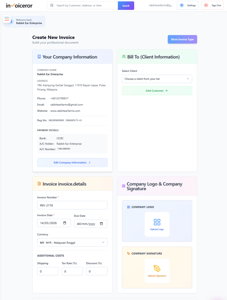 How to Send Invoices to Customers via WhatsApp, Email, or Download in Invoiceror 4 invoice creation