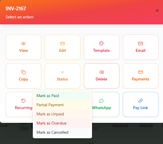 invoice status changes