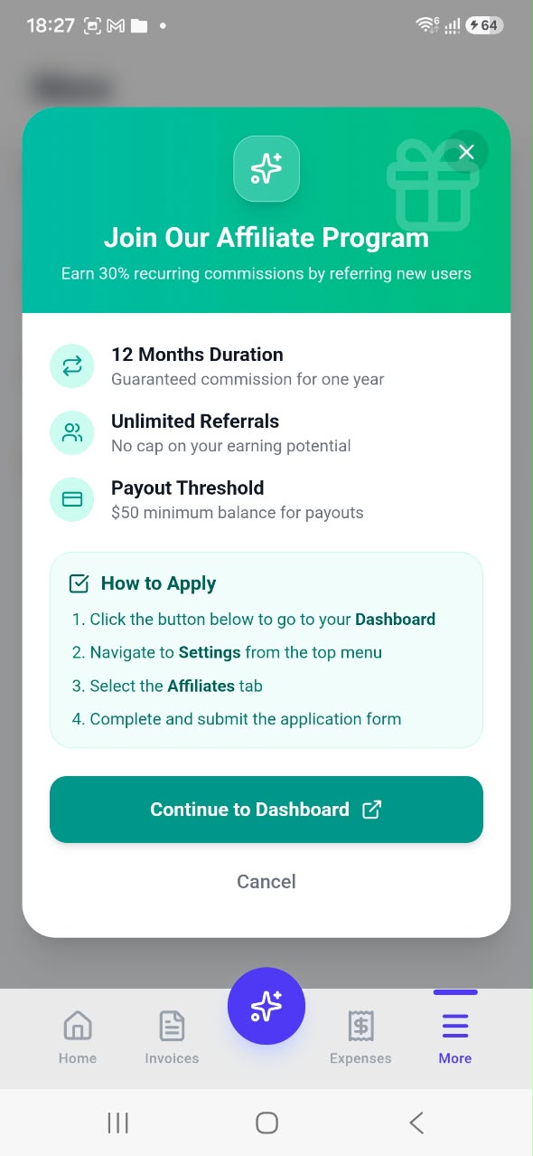 28 Invoiceror affiliate program: 30% recurring commission for 12 months, unlimited referrals