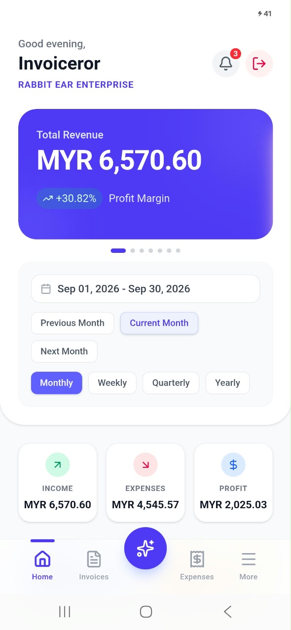 2 Invoiceror Android app dashboard