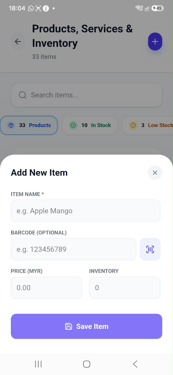 18 Adding a new product or service to inventory in Invoiceror